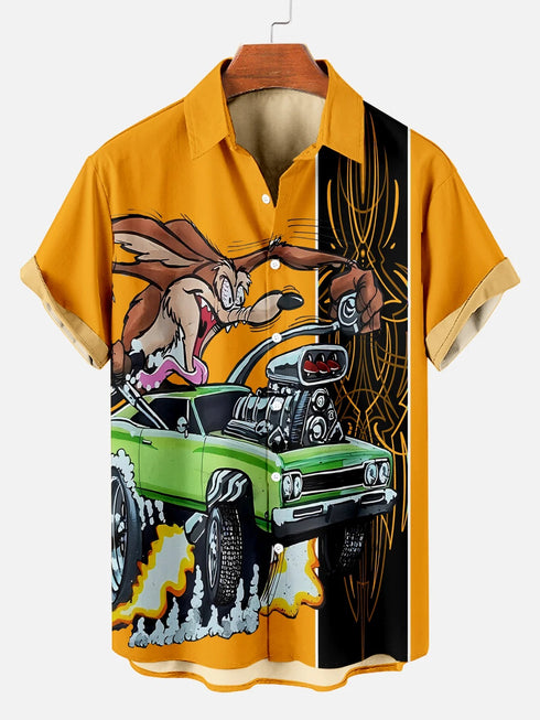 Men's Christmas Cartoon Funny Graphic Short Sleeve Hawaiian Shirt